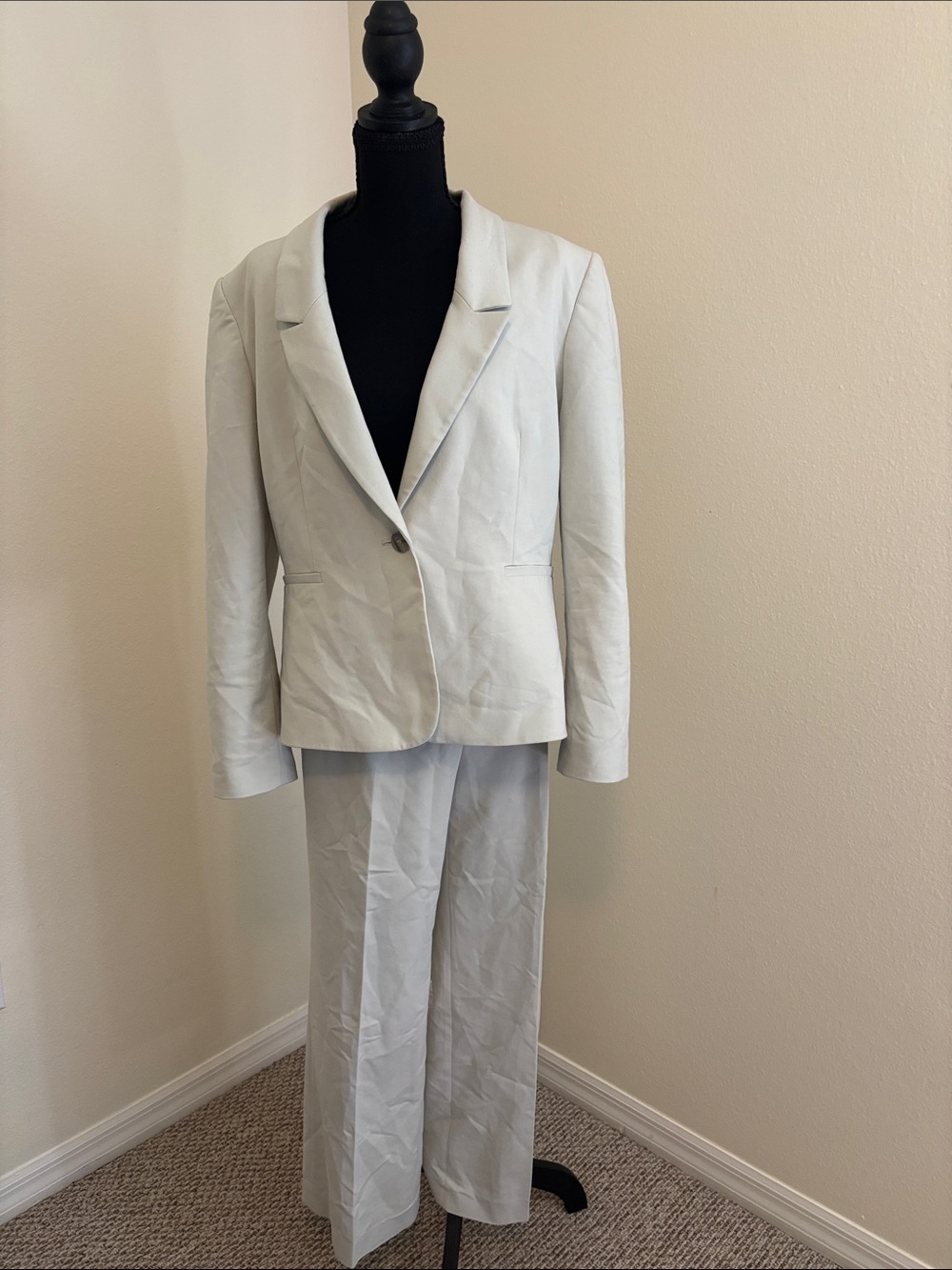 Long Sleeve Notch Lapel Neckline Blazer & Straight Leg Flat Front Pants